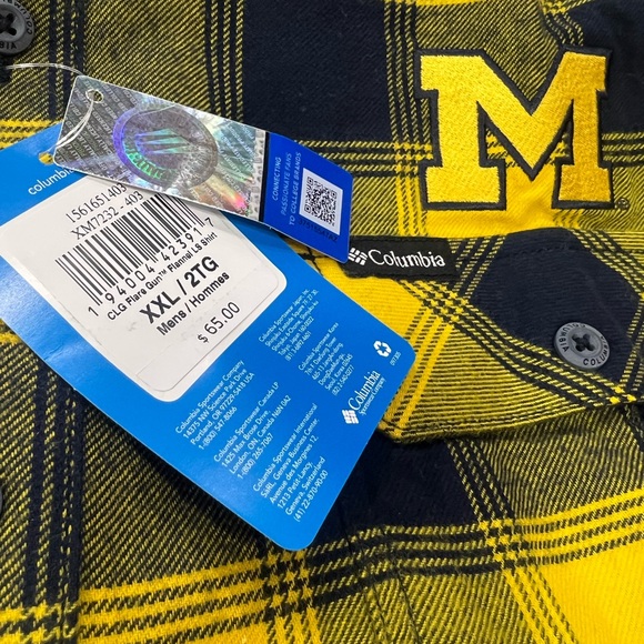 Medium $65 Michigan Wolverines Columbia Collegiate Flare Gun Flannel LS NCAA - Picture 4 of 9